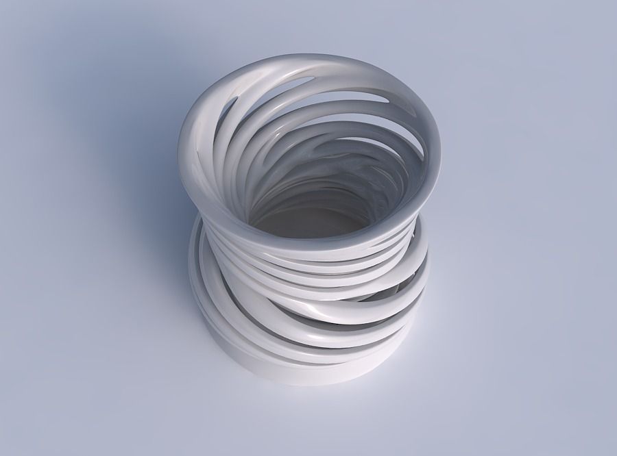 Vase wide with two layered vertical lines very twisted and ta... 3D print model_1