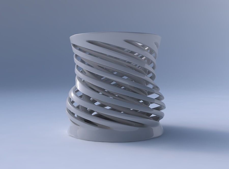 Vase wide with two layered vertical lines very twisted and ta... 3D print model_4