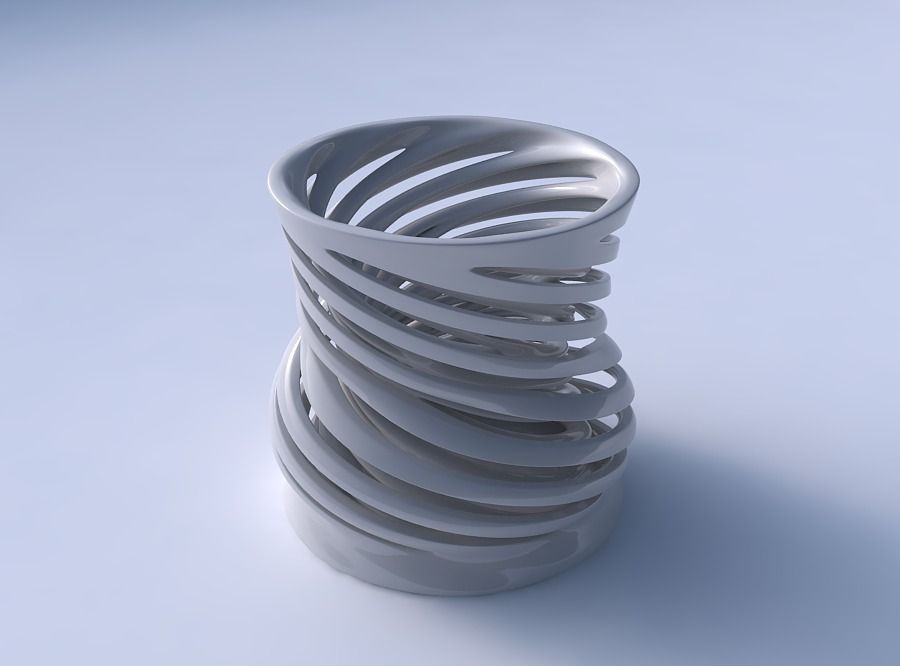 Vase wide with two layered vertical lines very twisted and ta... 3D print model_3