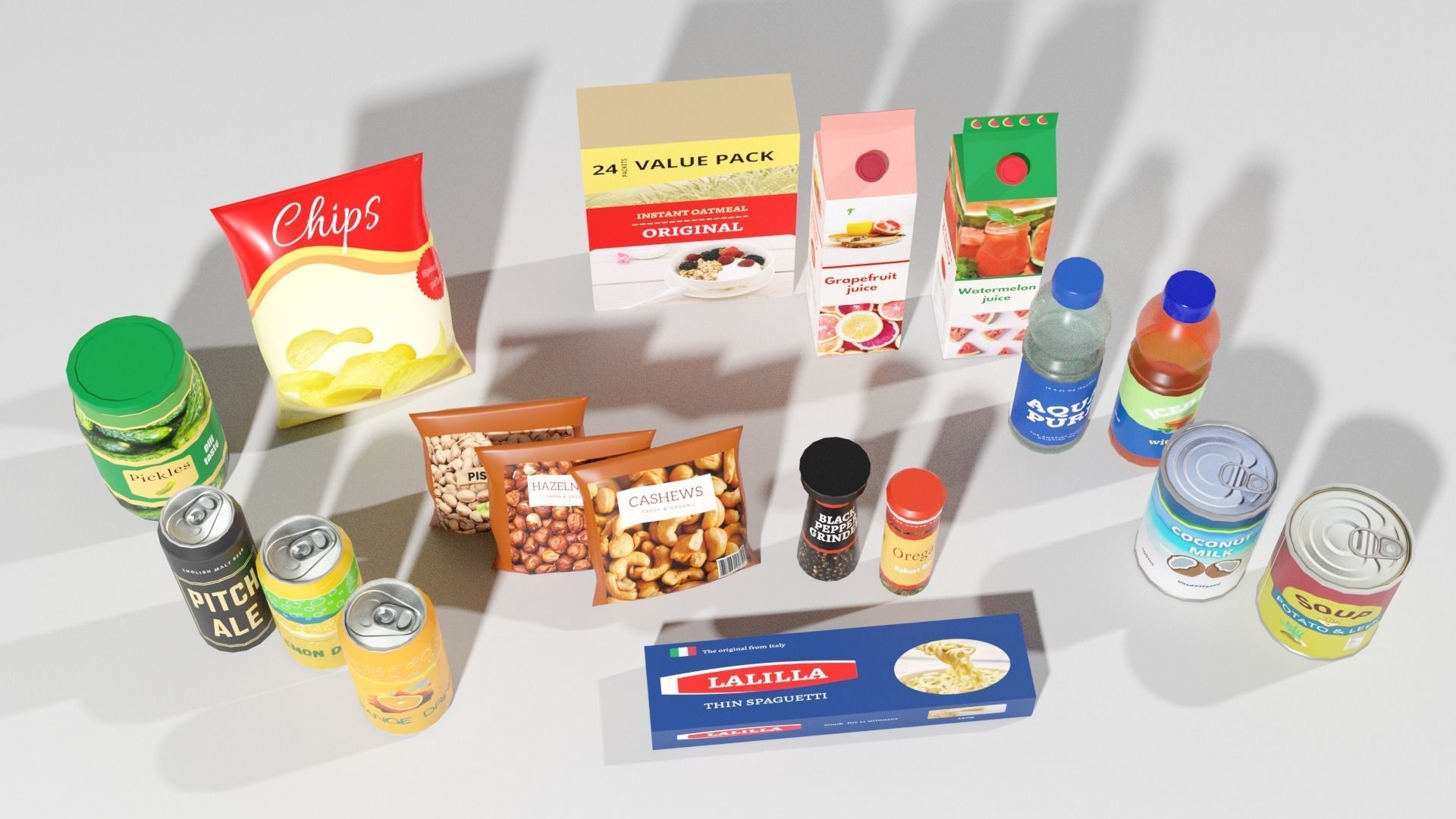 Groceries 3  Low-poly 3D model_1