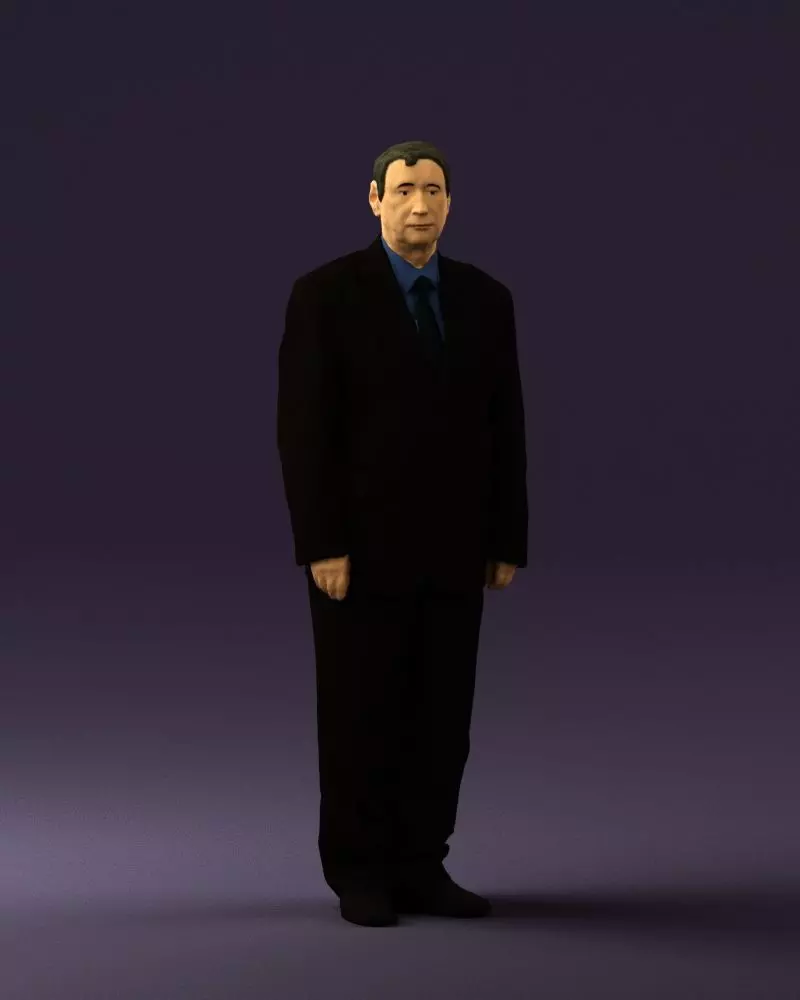 Man in black suit blue tshirt 0567 3D Print Ready 3D print model
