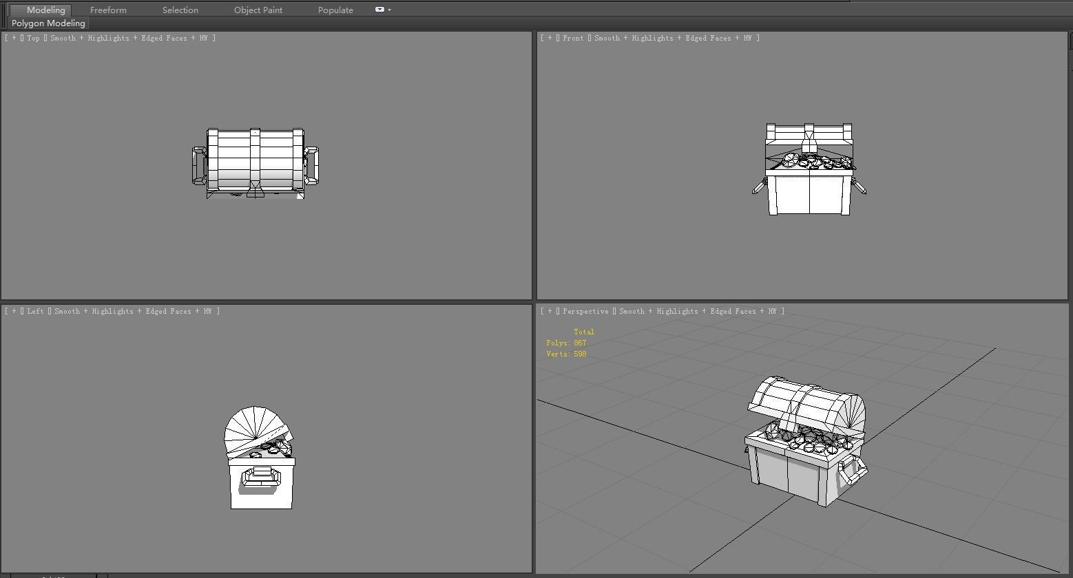 Opened treasure chest Low-poly 3D model_5