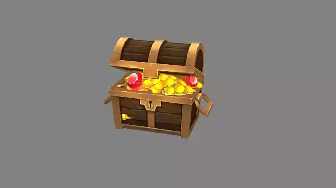 Opened treasure chest Low-poly 3D model