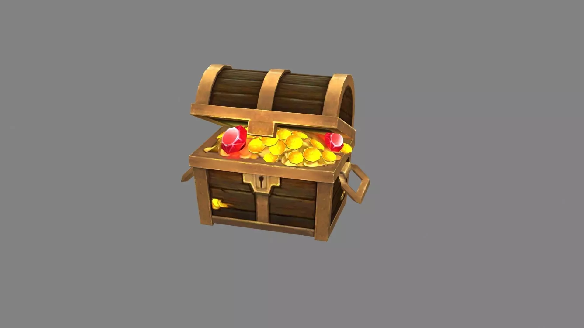 Opened treasure chest Low-poly 3D model_0