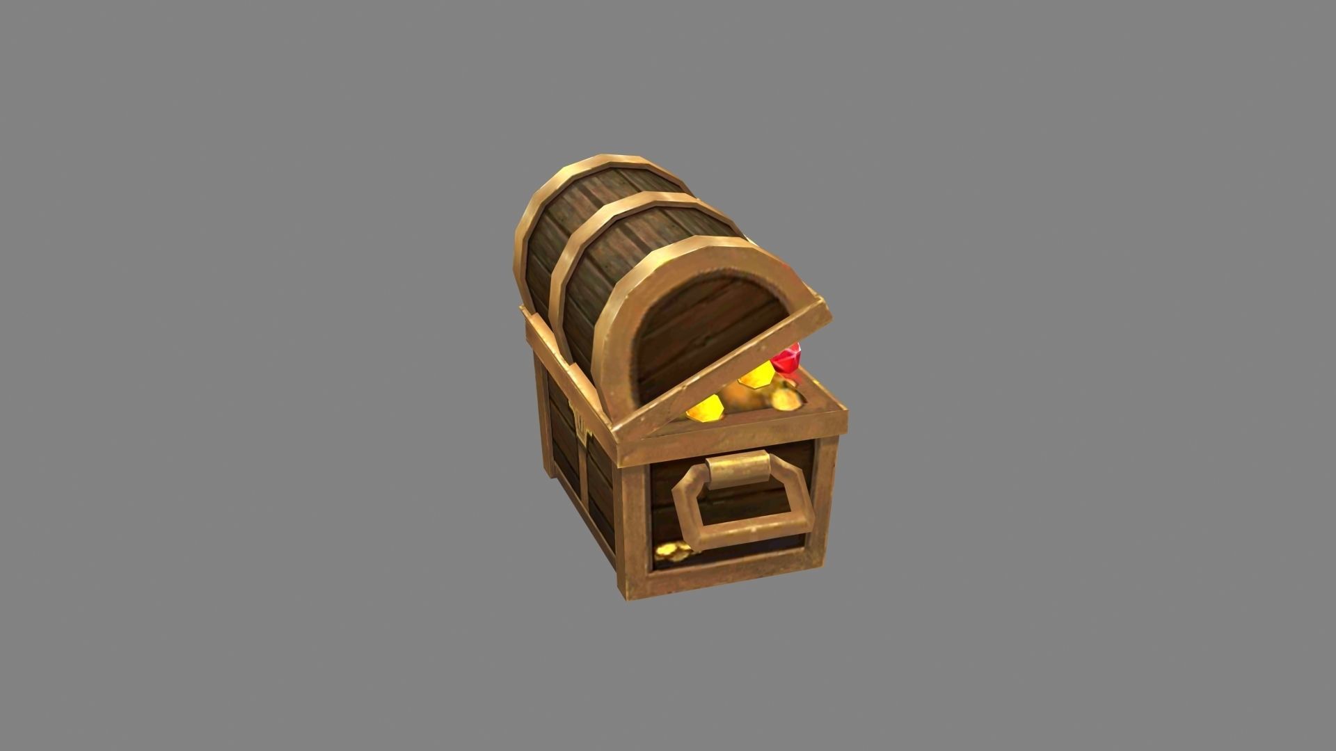 Opened treasure chest Low-poly 3D model_2