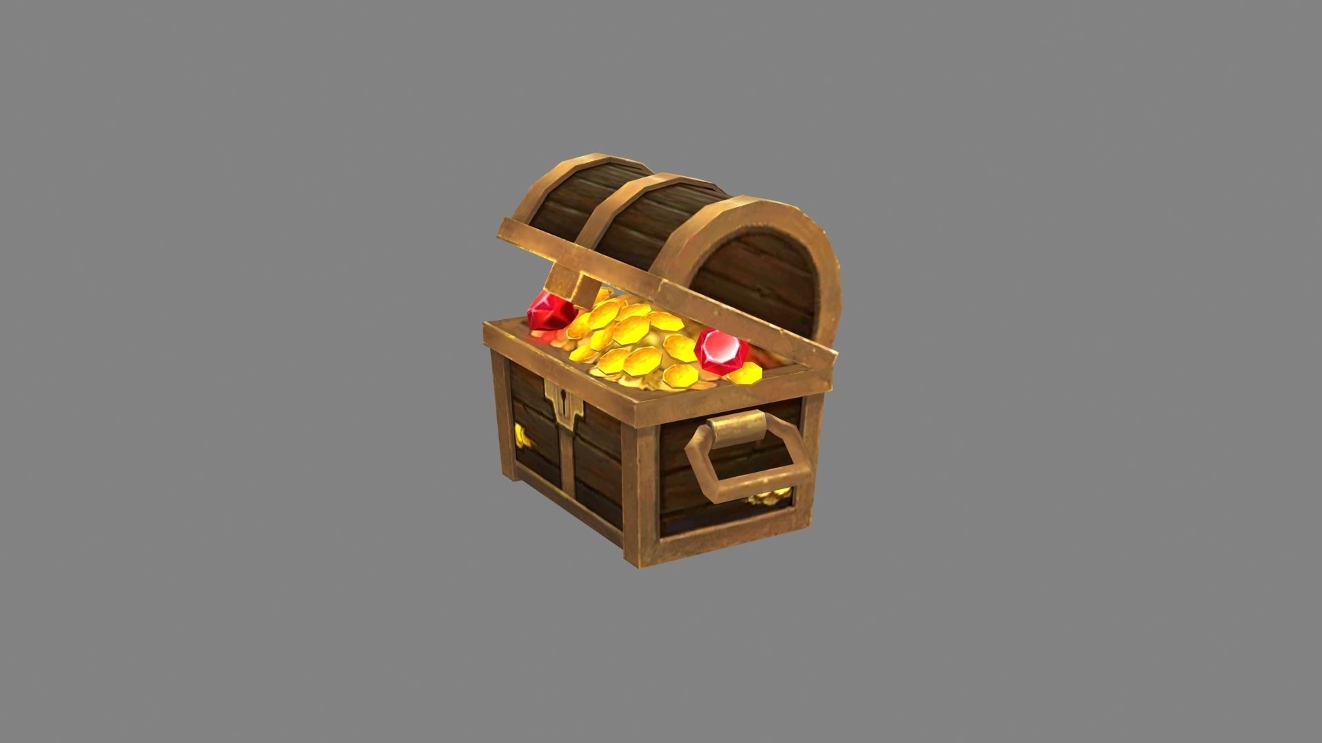 Opened treasure chest Low-poly 3D model_1
