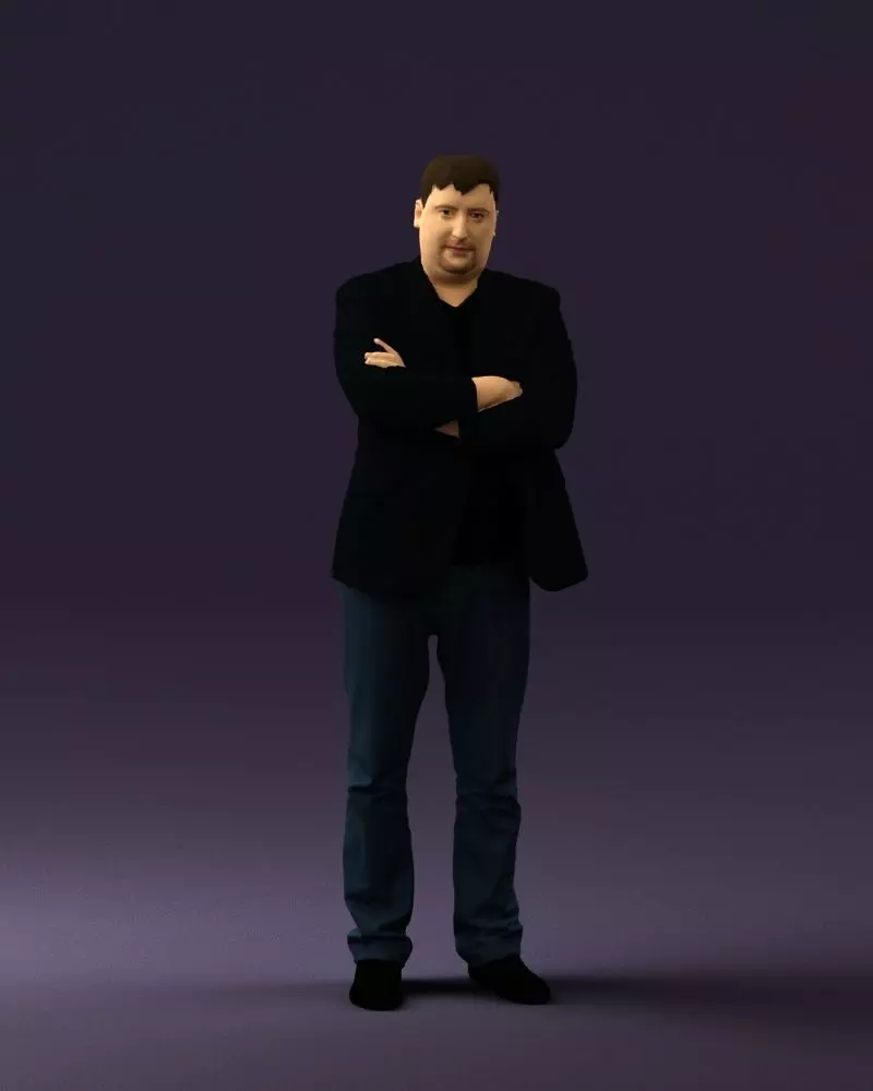 Man in black top jeans 0565 3D Print Ready 3D print model_0