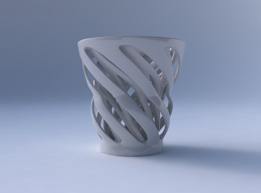 Vase wide with two layered vertical lines twisted 3D print model_4