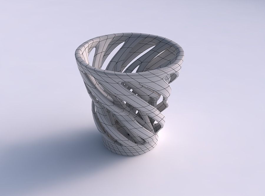 Vase wide with two layered vertical lines twisted 3D print model_5
