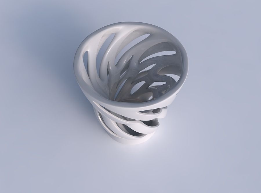 Vase wide with two layered vertical lines twisted 3D print model_1