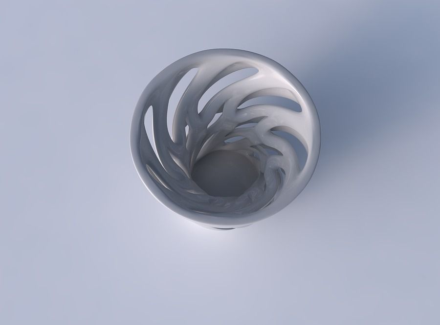 Vase wide with two layered vertical lines twisted 3D print model_2