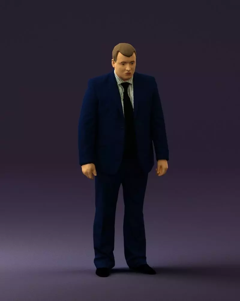 Man in blue suit 0566 3D Print Ready 3D print model_0