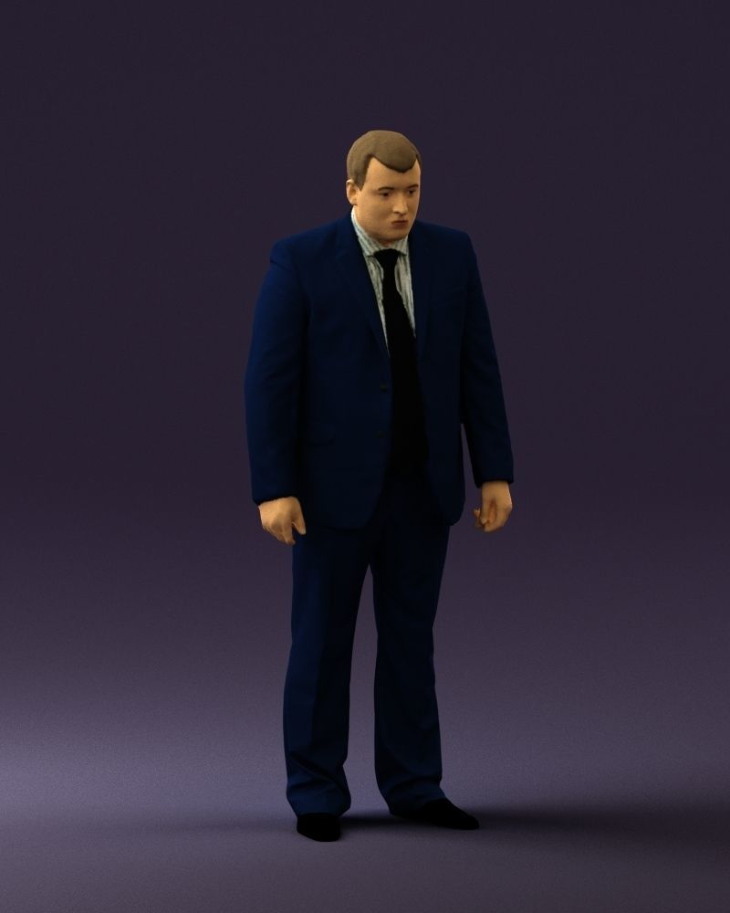 Man in blue suit 0566 3D Print Ready 3D print model_3