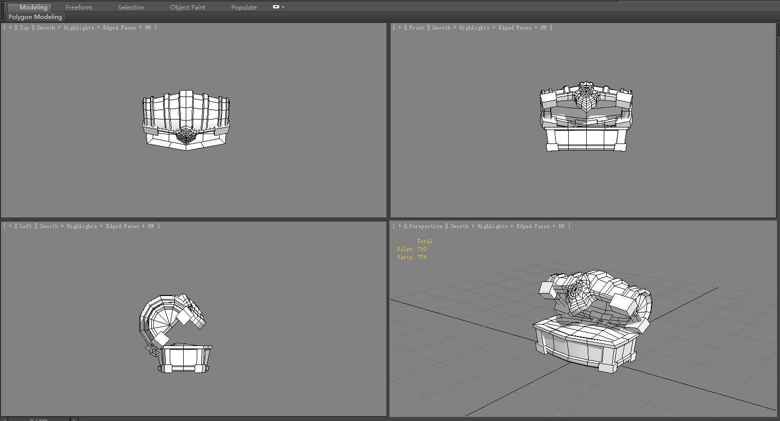 Cartoon treasure chest Low-poly 3D model_6