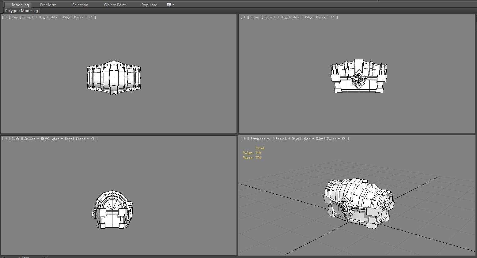Cartoon treasure chest Low-poly 3D model_5