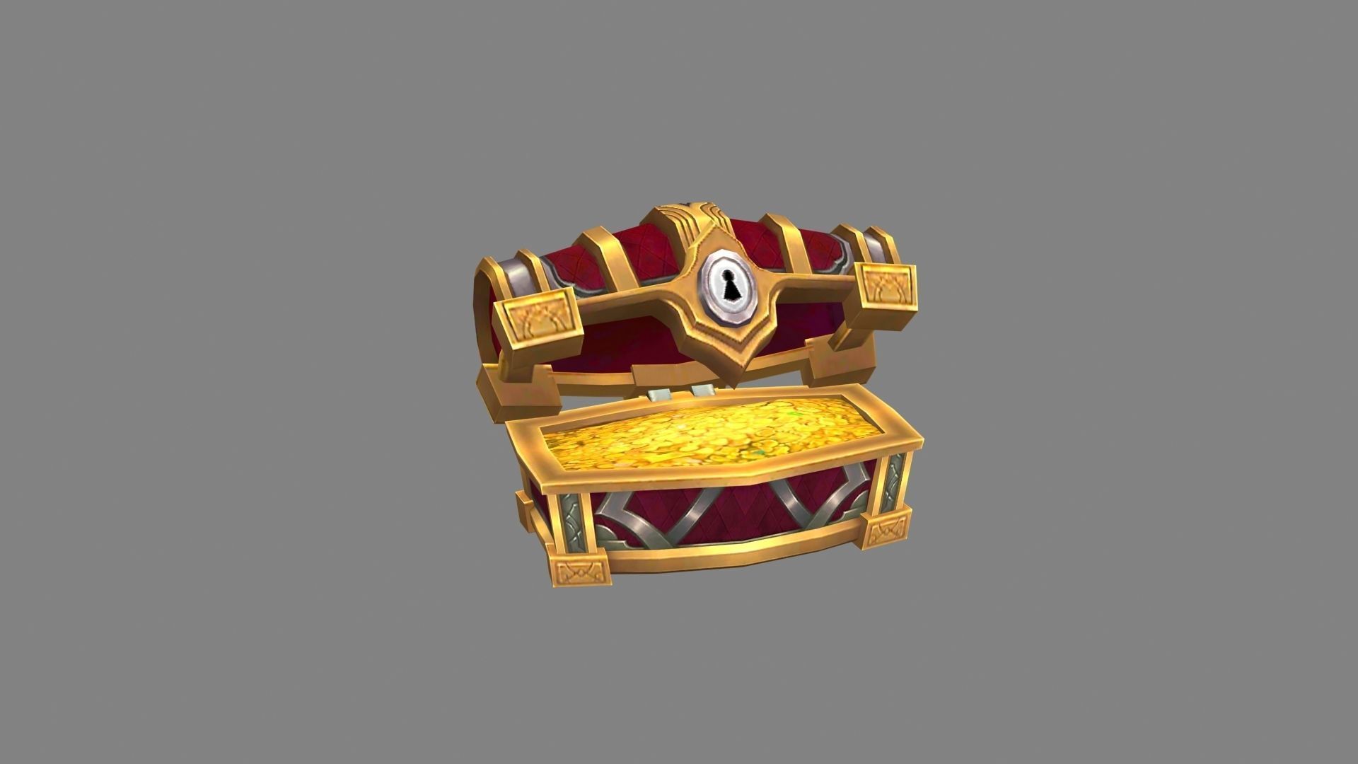 Cartoon treasure chest Low-poly 3D model_2