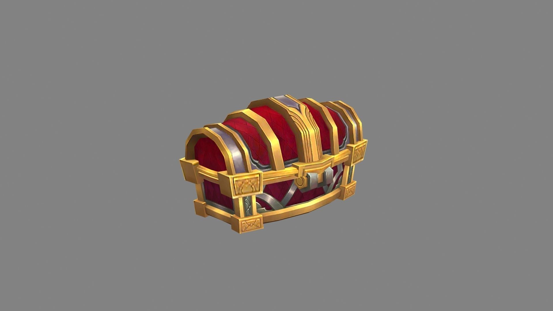 Cartoon treasure chest Low-poly 3D model_1