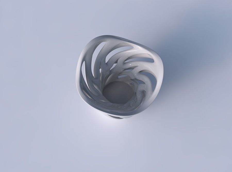 Vase wide with two layered vertical lines twisted wavy 3D print model_2