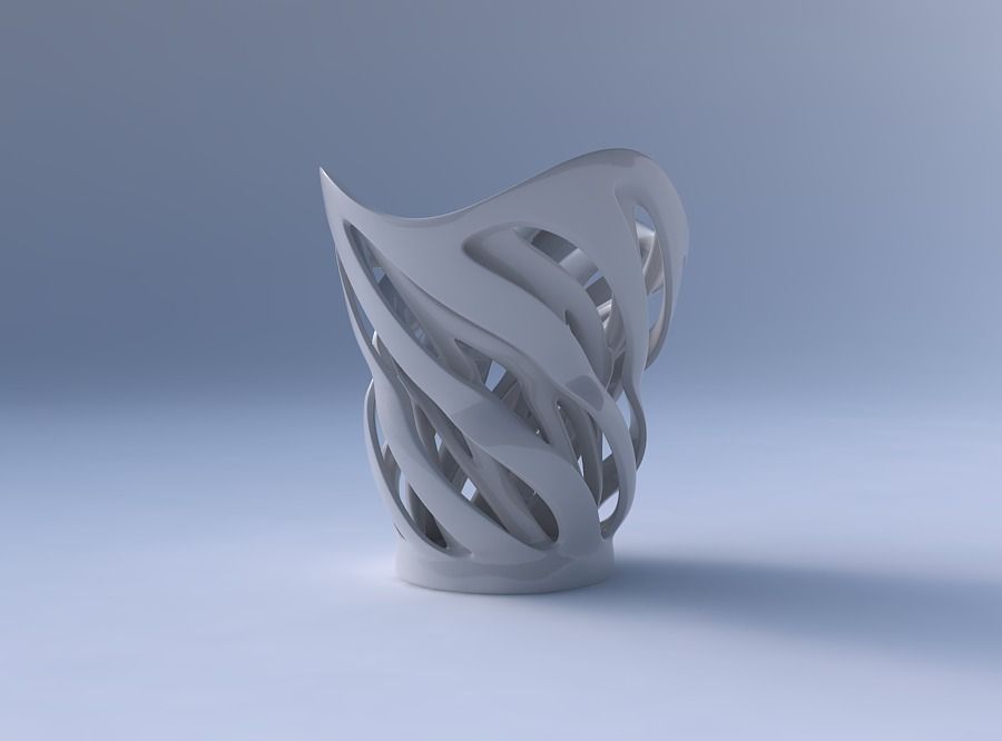 Vase wide with two layered vertical lines twisted wavy 3D print model_4