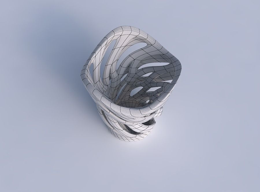 Vase wide with two layered vertical lines twisted wavy 3D print model_6