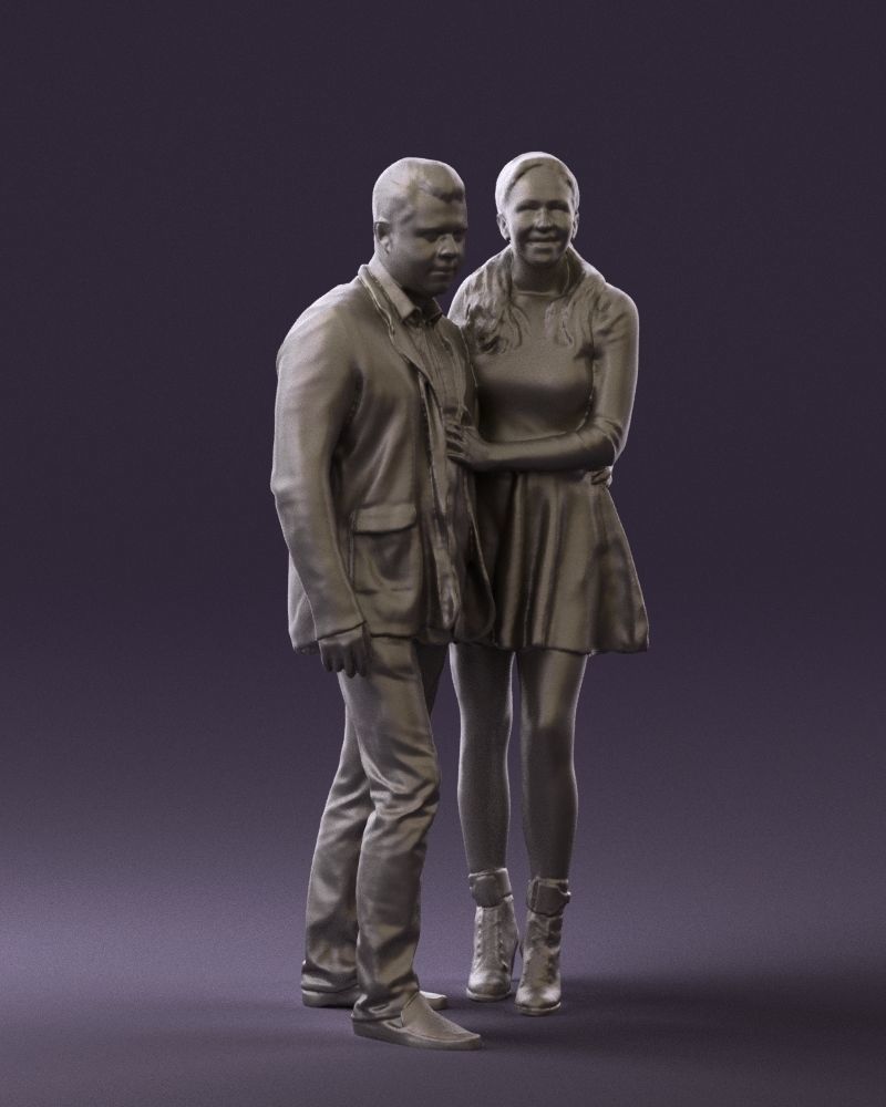 Man and woman in blue dress 0596 3D Print Ready 3D print model_7