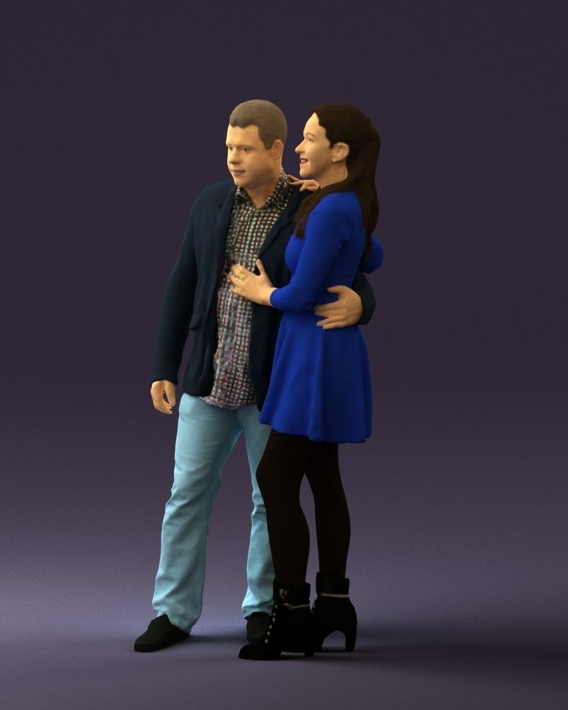 Man and woman in blue dress 0596 3D Print Ready 3D print model_27