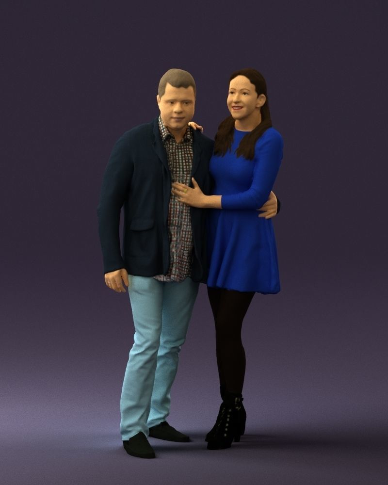 Man and woman in blue dress 0596 3D Print Ready 3D print model_33