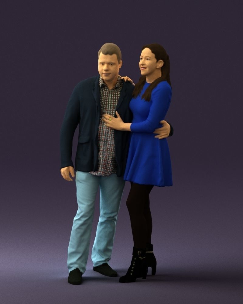 Man and woman in blue dress 0596 3D Print Ready 3D print model_30