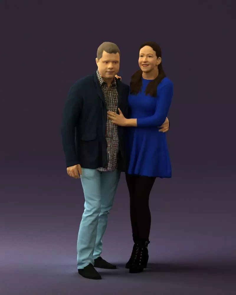 001984 Man and woman in blue dress 0596 STL Miniature 3D print model