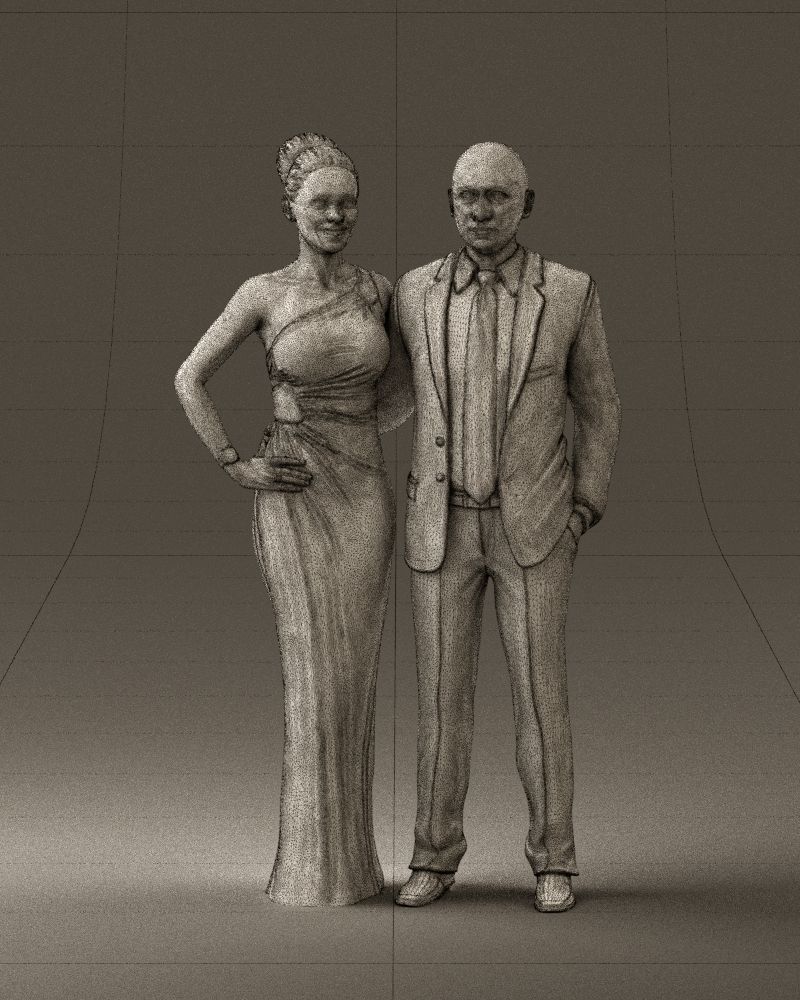 Man and woman in evening dresses  0597 3D model_2