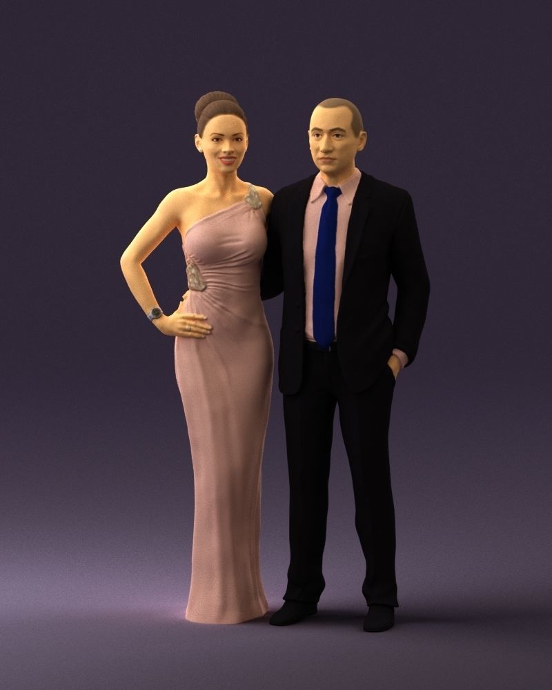 Man and woman in evening dresses  0597 3D model_33