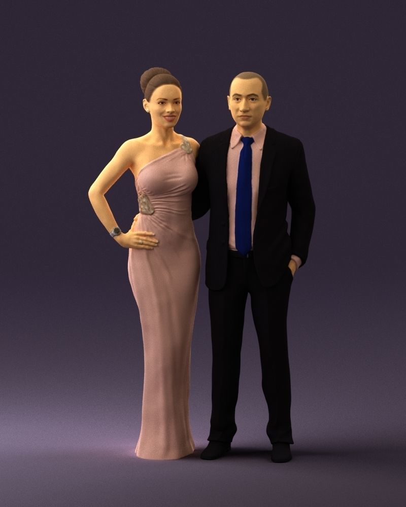 Man and woman in evening dresses  0597 3D model_36