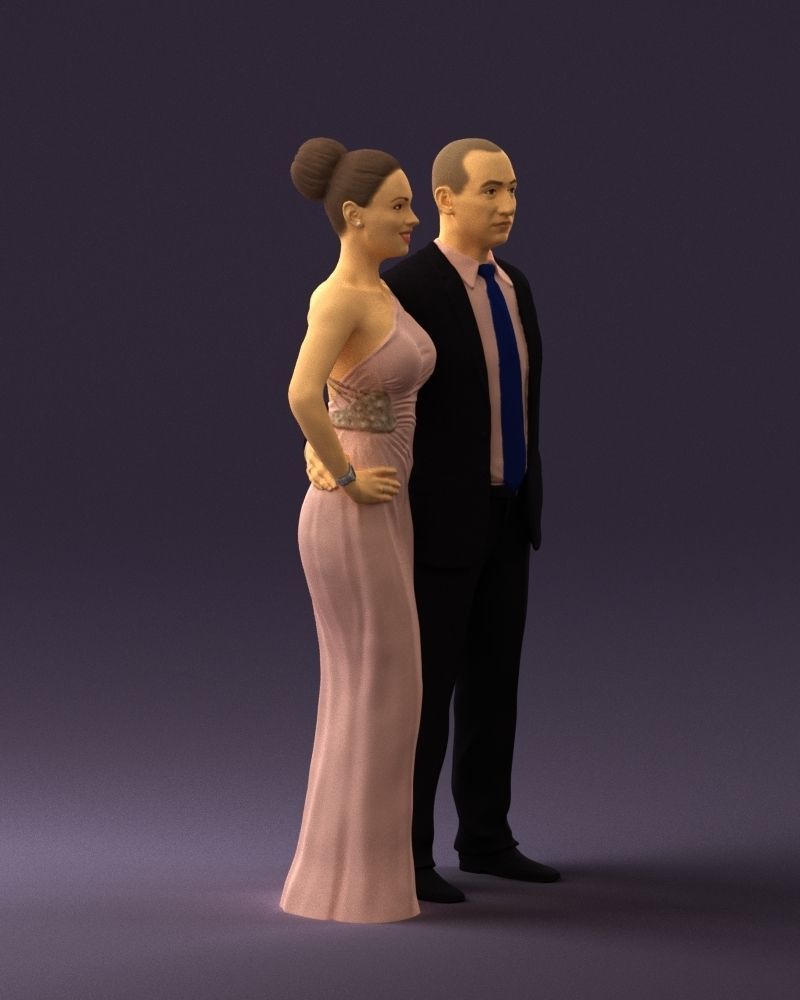Man and woman in evening dresses  0597 3D model_9