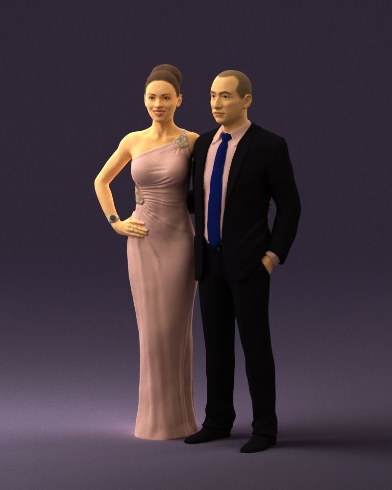 Man and woman in evening dresses  0597 3D model_30