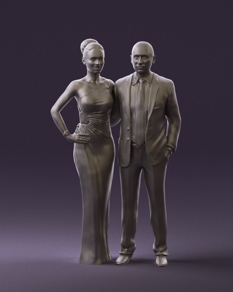 Man and woman in evening dresses  0597 3D model_1