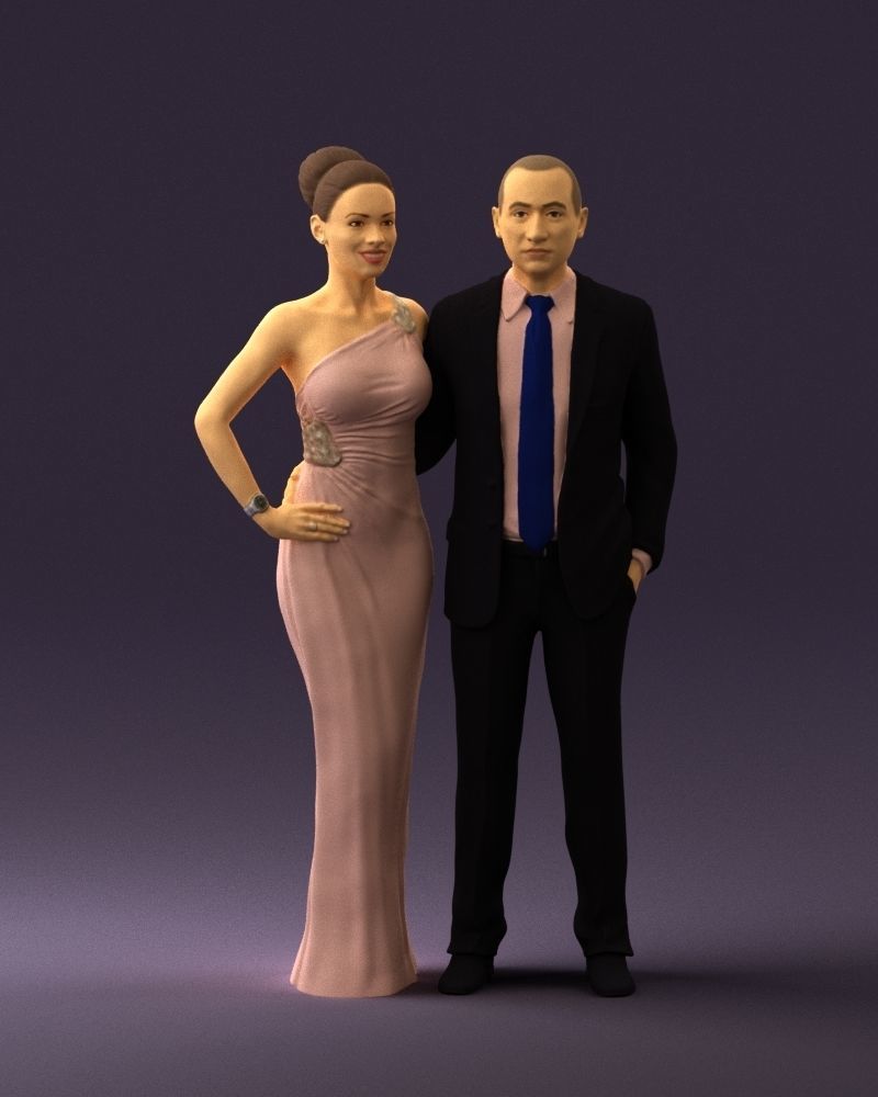 Man and woman in evening dresses  0597 3D model_3