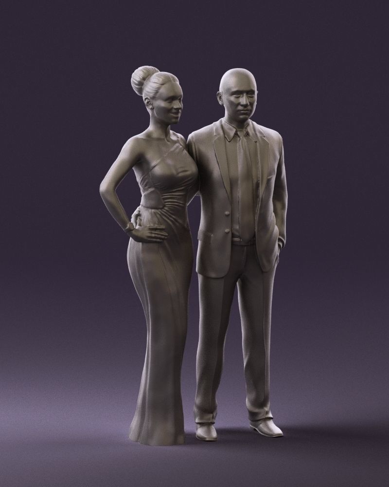 Man and woman in evening dresses  0597 3D model_7
