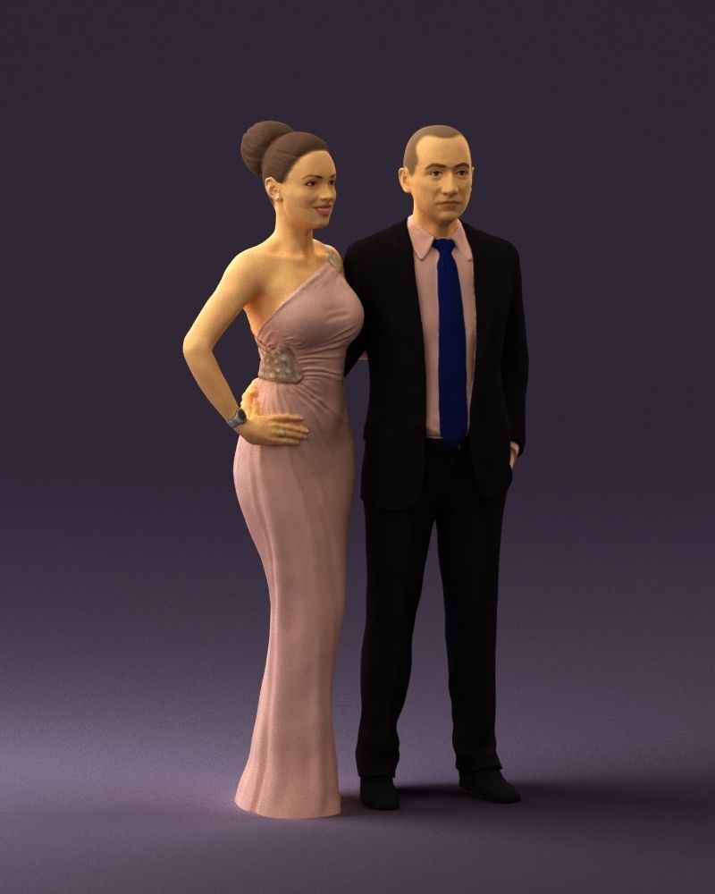 Man and woman in evening dresses  0597 3D model_6