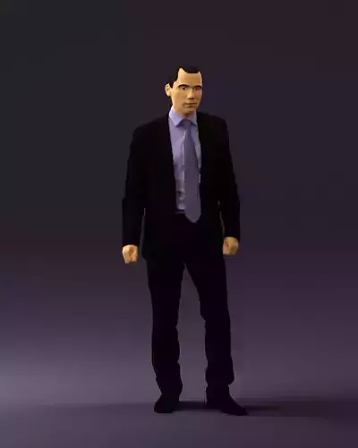 Man in opened black suit 0569