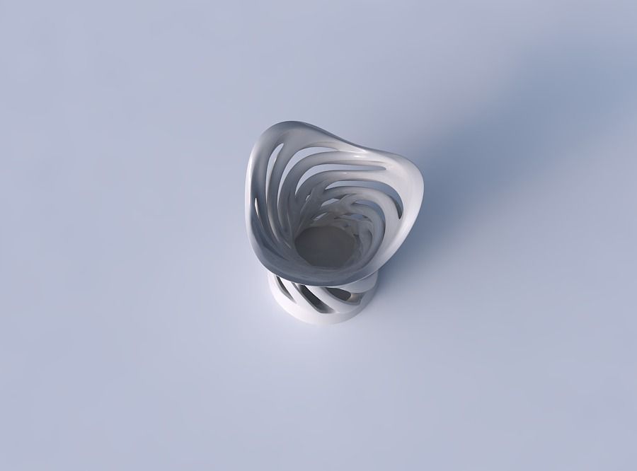 Vase wide with two layered vertical lines twisted and tapered... 3D print model_2