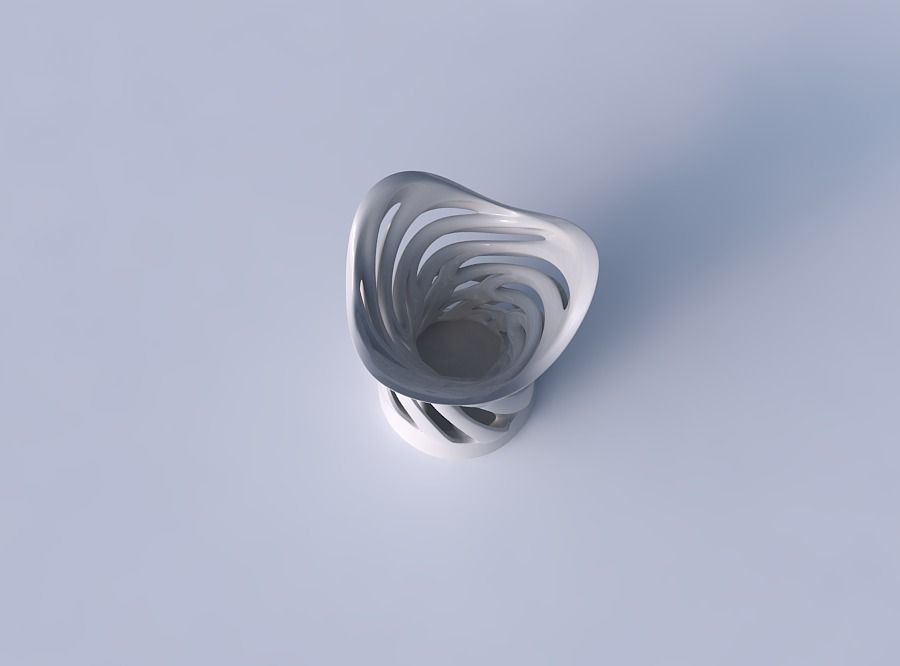 Vase wide with two layered vertical lines twisted and tapered... 3D print model_6