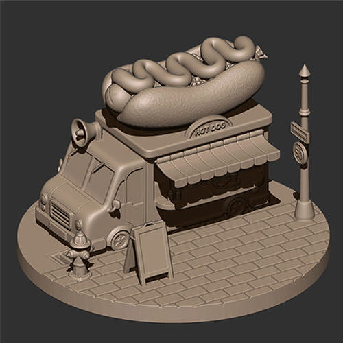Food Truck Diorama Figure 3D print model