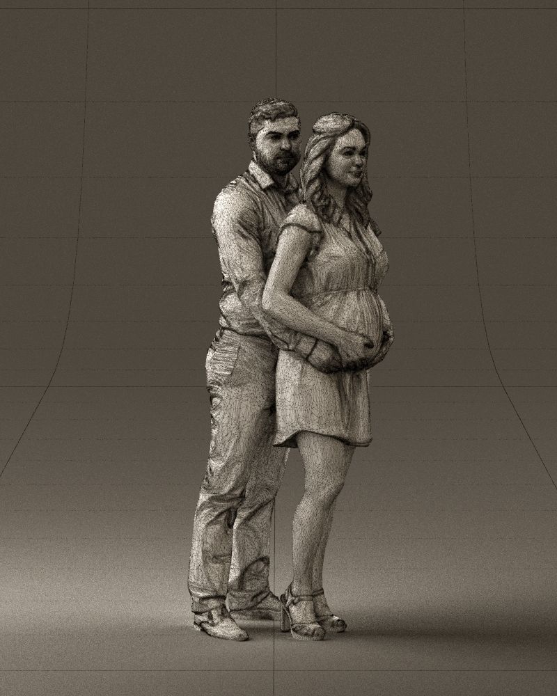 Man hugs pregnant woman 0598 3D Print Ready 3D print model_8
