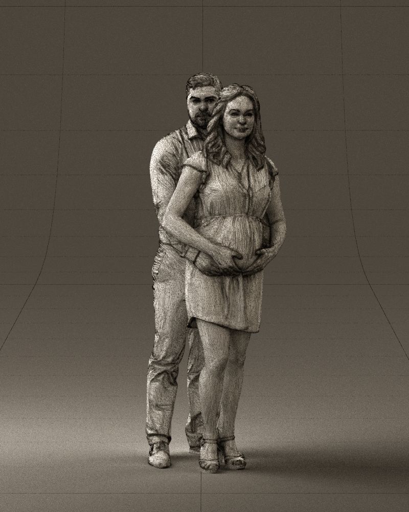 Man hugs pregnant woman 0598 3D Print Ready 3D print model_38