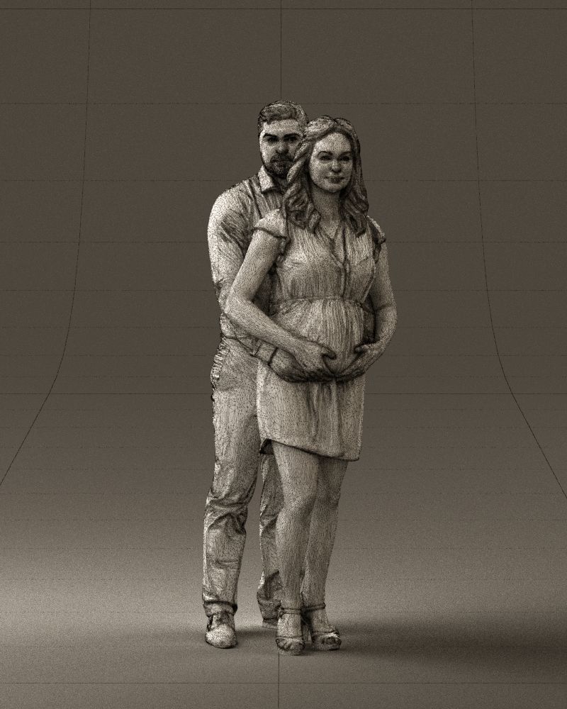 Man hugs pregnant woman 0598 3D Print Ready 3D print model_2