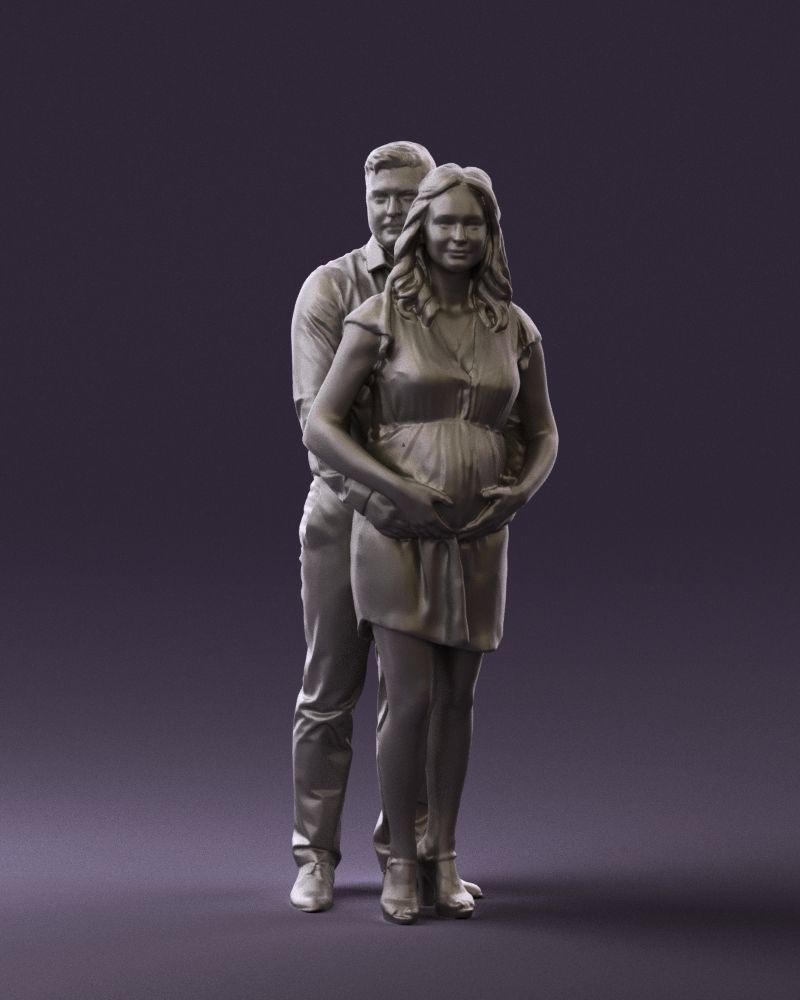 Man hugs pregnant woman 0598 3D Print Ready 3D print model_34