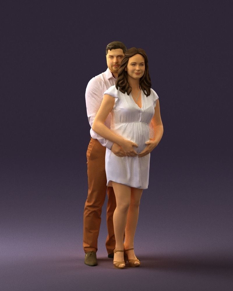 Man hugs pregnant woman 0598 3D Print Ready 3D print model_36