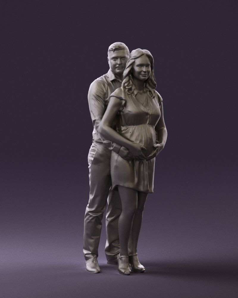 Man hugs pregnant woman 0598 3D Print Ready 3D print model_4