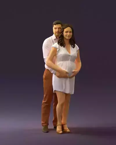 Man hugs pregnant woman 0598 3D Print Ready 3D print model