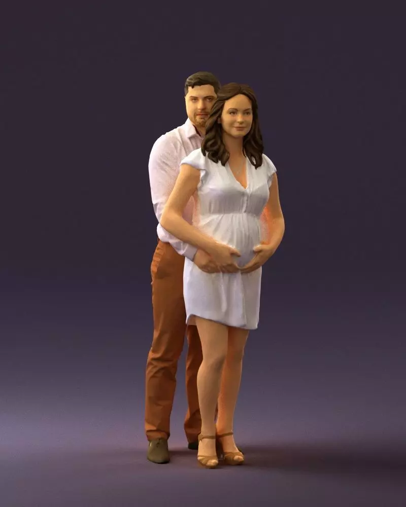 Man hugs pregnant woman 0598 3D Print Ready 3D print model_0